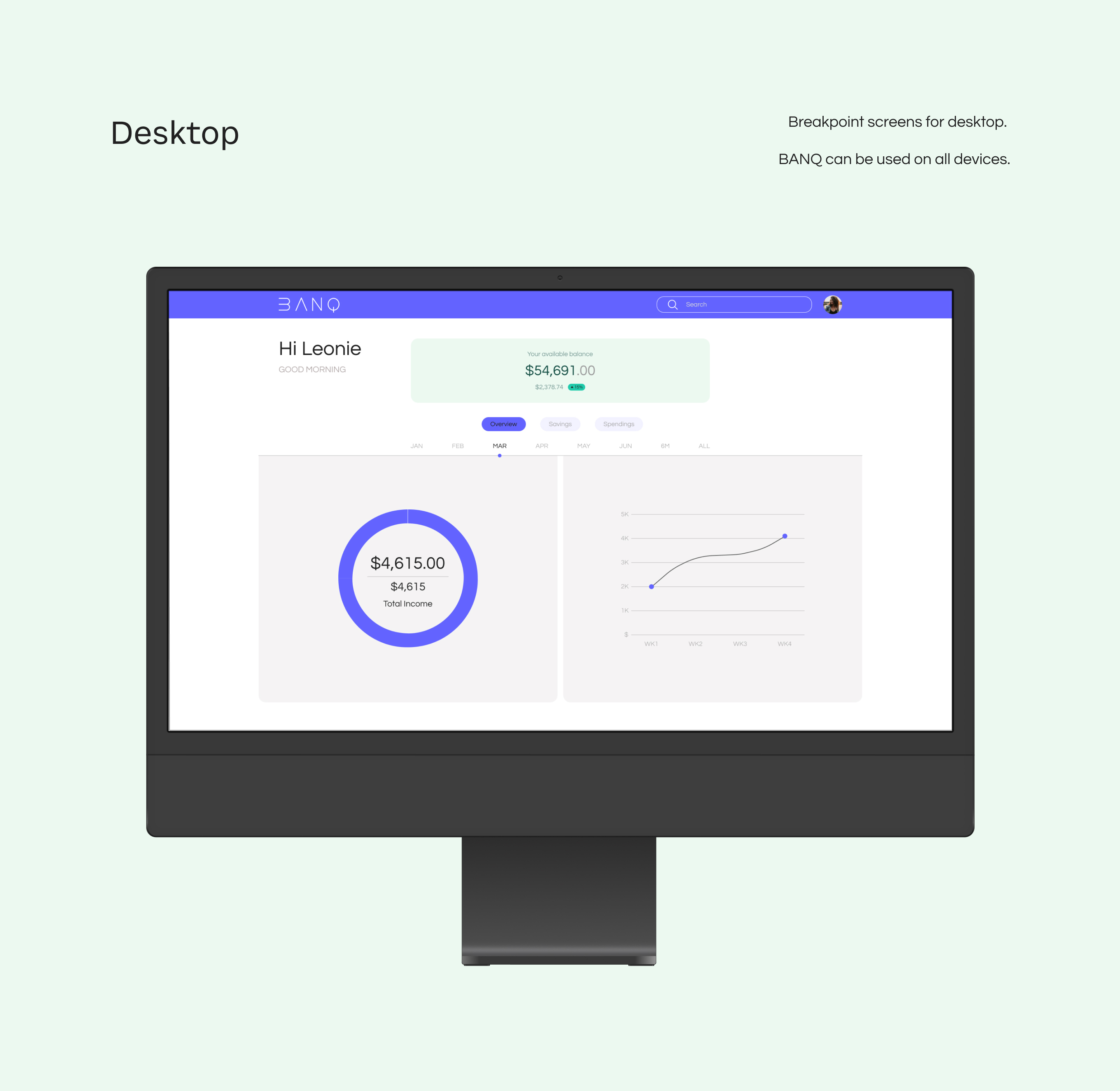 BANQ: Desktop Mockup