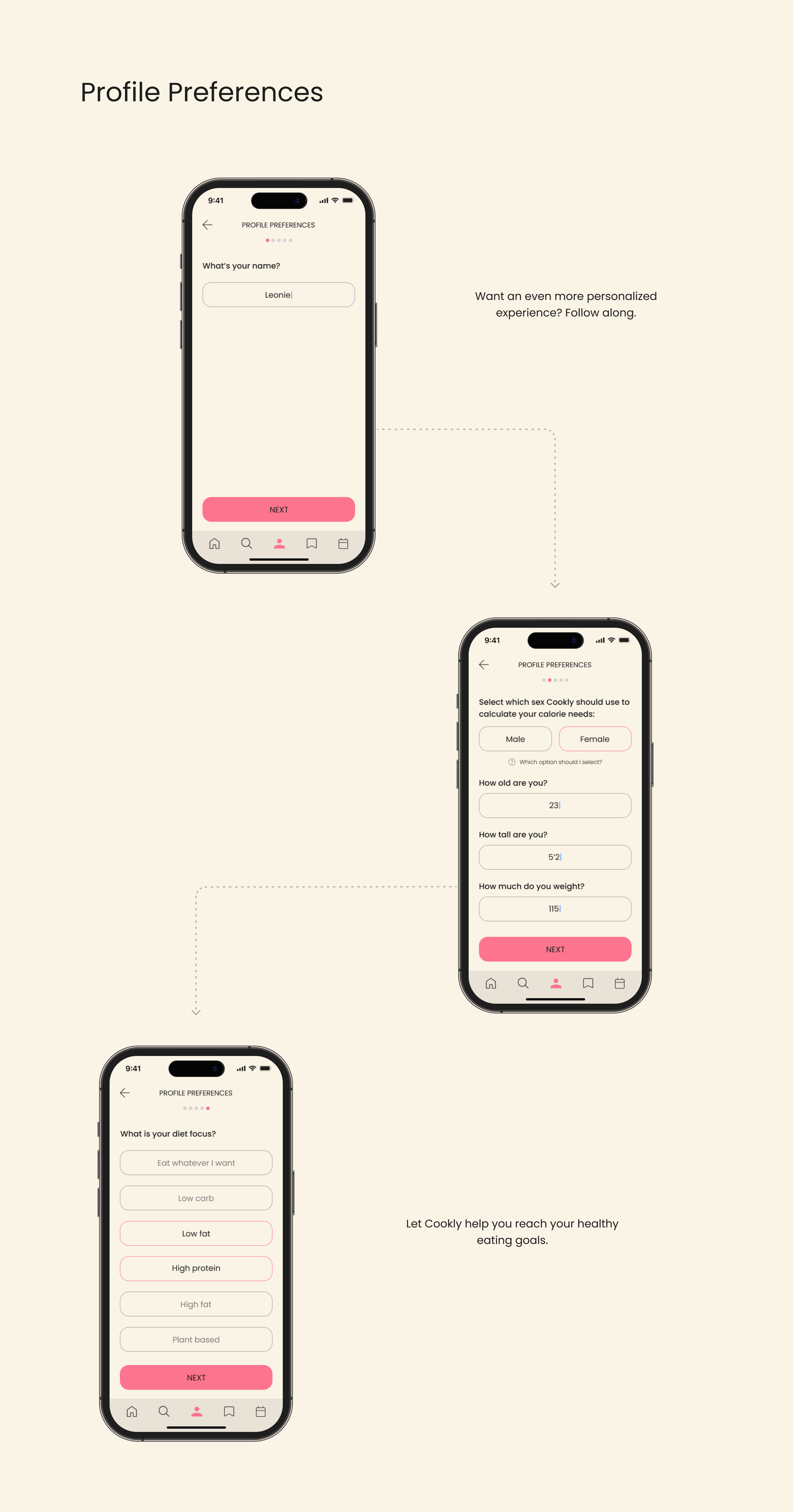 Cookly: Profile Preferences Screens