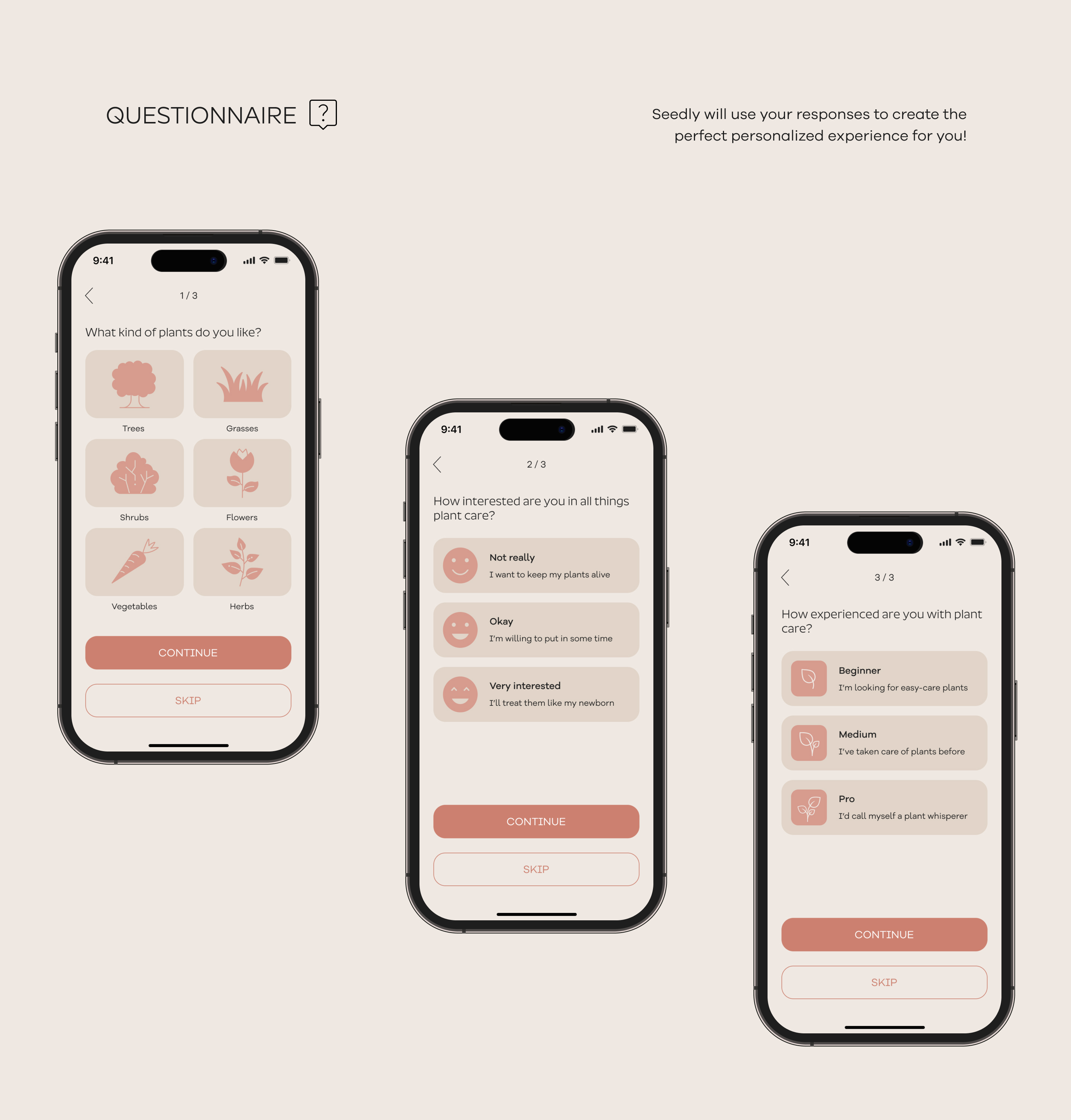Seedly: Questionnaire Screens